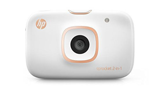 Picture of HP Sprocket 2-in-1 Portable Photo Printer & Instant Camera, print social media photos on 2x3" sticky-backed paper (2FB96A), 2:1 White, 4.8 x 3 x 1.1