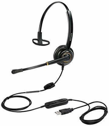 Picture of USB Headset with Microphone Noise Cancelling and Volume Controls, Computer Headphone Headset with Voice Recognition Mic for UC Softphones Teams Business Skype Lync Zoom Conference Online Course etc