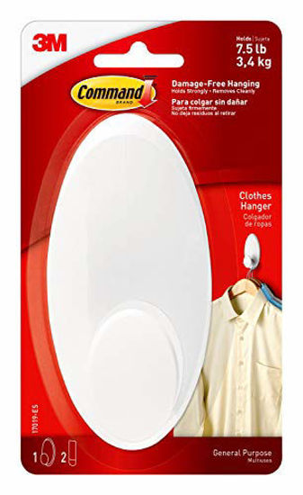 Picture of Command Clothes Hanger, Large, White, Organize Damage-Free