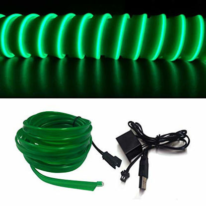 Picture of M.best Neon Light El Wire for Automotive Car Interior Decoration with 6mm Sewing Edge (5M/15FT, Green)