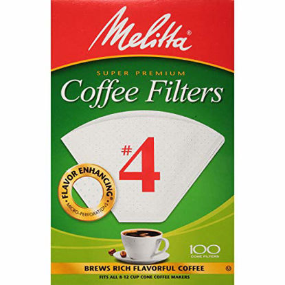 Picture of Melitta #4 Cone Coffee Filters, White, 100 Count (Pack of 6)