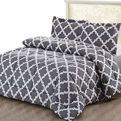 Picture of Utopia Bedding Printed Comforter Set (Full, Grey) with 2 Pillow Shams - Luxurious Brushed Microfiber - Down Alternative Comforter - Soft and Comfortable - Machine Washable