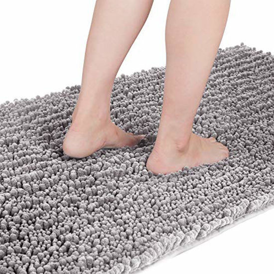 Picture of Yimobra Original Luxury Shaggy Bath Mat, 44.1 X 24 Inches, Super Absorbent Water, Non-Slip, Machine-Washable, Soft and Cozy, Thick Modern for Bathroom Bedroom, Gray