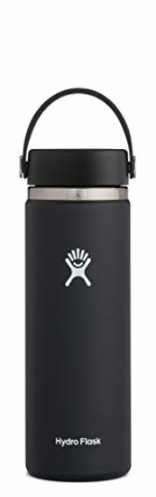 Picture of Hydro Flask Water Bottle - Stainless Steel & Vacuum Insulated - Wide Mouth 2.0 with Leak Proof Flex Cap - 20 oz, Black