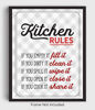 Picture of Red Retro Kitchen Rules Wall Art Print - 8x10 UNFRAMED Gray, Red & White Funny Kitchen Print for Modern Farmhouse, Rustic, Vintage, Cottage, Country Decor.