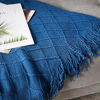 Picture of Bourina Textured Solid Soft Sofa Throw Couch Cover Knitted Decorative Blanket,Royal Blue 50"x60"