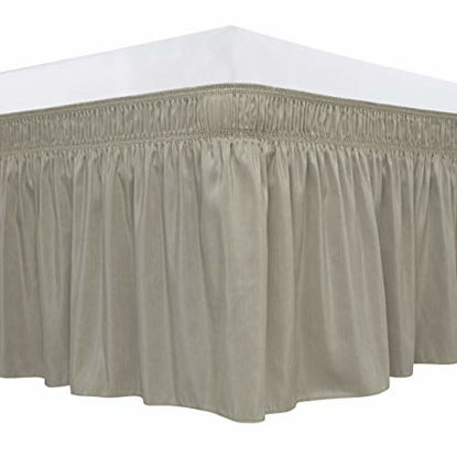 Picture of Biscaynebay Wrap Around Bedskirts with Adjustable Elastic Belts, Elastic Dust Ruffles, Easy Fit Wrinkle & Fade Resistant Silky Luxrious Fabric, Linen for Full and Full XL Size Beds 15 Inches Drop