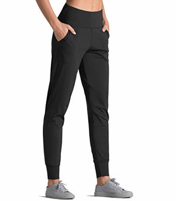 Picture of Dragon Fit Joggers for Women with Pockets,High Waist Workout Yoga Tapered Sweatpants Women's Lounge Pants (Joggers78-Black, X-Small)