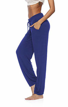 Picture of DIBAOLONG Womens Yoga Pants Wide Leg Comfy Drawstring Loose Straight Lounge Running Workout Legging Royal Blue XXL