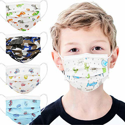 Picture of mystcare Kids Disposable Face Mask 5-12 Years Old 50 Pack 3-Layer Breathable Filter Safety Face Masks for Kids Children Daily Use Child 50Pack (Multicolored)