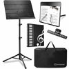 Picture of Kasonic 2 in 1 Dual-Use Folding Sheet Music Stand & Desktop Book Stand with Portable Carrying Bag, Sheet Music Folder & Clip Holder (Black)