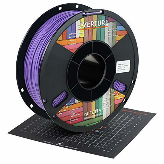 Picture of OVERTURE PLA Matte Filament 1.75mm with 3D Printer Build Surface 200mm × 200mm, Matte PLA Roll 1kg Spool (2.2lbs), Dimensional Accuracy +/- 0.05 mm, Fit Most FDM Printer, Purple