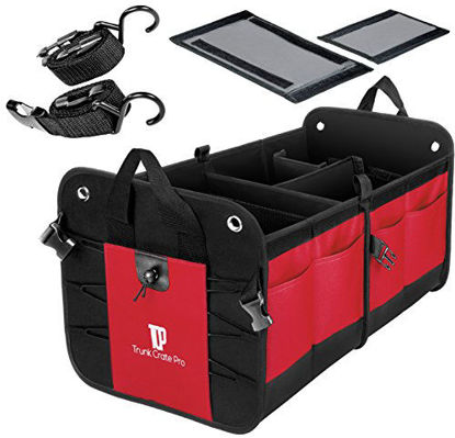Picture of Trunkcratepro Collapsible Portable Multi Compartments Trunk Organizer, Red
