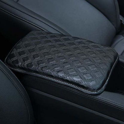 Picture of Forala Auto Center Console Pad PU Leather Car Armrest Seat Box Cover Protector Universal Fit (Black-L)