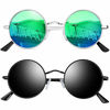 Picture of Joopin Polarized Round Sunglasses for Men and Women, Unisex Steampunk Sunglasses Hippie Sunglasses E4056 (Black+Green)