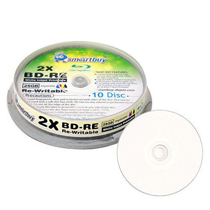 Picture of 50 Pack Smartbuy 2X 25GB Blue Blu-ray BD-RE Rewritable White Inkjet Hub Printable Blank Bluray Disc