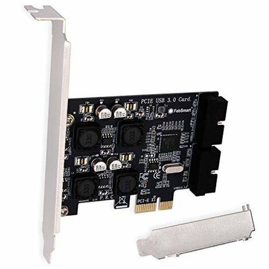 Picture of FebSmart 2X 19Pin USB 3.0 IDC Header Ports-PCI Express USB 3.0 Expansion Card for Windows Server, XP, Vista,7,8,8.1,10 PCs-Build in Self-Powered Technology-No Need Additional Power Supply (FS-H2-Pro)