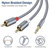 Picture of JSAUX RCA Cable, [15ft/4.5M, Dual Shielded Gold-Plated] 3.5mm Male to 2RCA Male Stereo Audio Adapter Cable Nylon Braided AUX RCA Y Cord for Smartphones, MP3, Tablets, Speakers, HDTV [Grey]