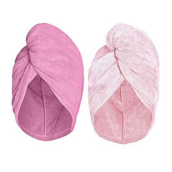 Picture of Turbie Twist Super Absorbent Microfiber Hair Towel - Hands Free Hair Drying Towel - 2 Pack (Light Pink, Dark Pink)