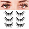 Picture of BEPHOLAN 3 Pairs False Eyelashes Synthetic Fiber Material| 3D Faux Mink Lashes| Natural Round Look| Soft & Lightweight| Reusable| 100% Handmade & Cruelty-Free| XMZ21