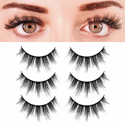 Picture of BEPHOLAN 3 Pairs False Eyelashes Synthetic Fiber Material| 3D Faux Mink Lashes| Natural Round Look| Soft & Lightweight| Reusable| 100% Handmade & Cruelty-Free| XMZ21