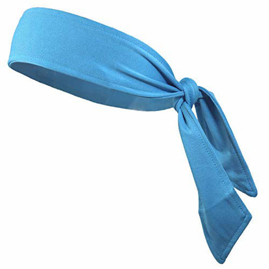 Picture of Headbands Tie on Headband for Women Men Running Athletic Hair Head Band Elastic Sports Sweat Basketball Sweatband Stetchy Yoga Workout Sweatbands Adjustable Non-Slip Moisture Wicking (teal)