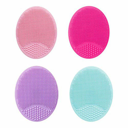 Picture of Silicone Face Scrubber Exfoliator Brush, Manual Facial Cleansing Brushes Pad Soft Face Cleanser for Exfoliating and Massage Pore for Women Men Skincare Beauty Tools, 4 Pack