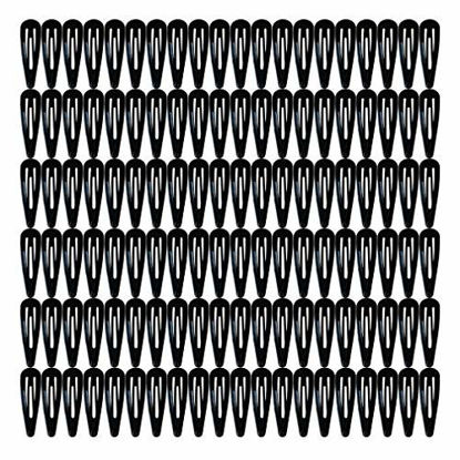 Picture of 120 Pack 2 Inch Black Color Barrettes Women Metal Snap Hair Clips Accessories