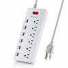 Picture of HITRENDS Surge Protector Power Strip 6 Outlets with 6 USB Charging Ports, USB Extension Cord, 1625W/13A Multiplug for Multiple Devices Smartphone Tablet Laptop Computer (6ft, white)