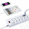 Picture of HITRENDS Surge Protector Power Strip 6 Outlets with 6 USB Charging Ports, USB Extension Cord, 1625W/13A Multiplug for Multiple Devices Smartphone Tablet Laptop Computer (6ft, white)