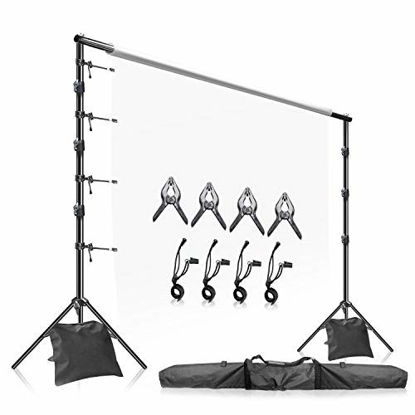 Picture of LimoStudio Photo Video Studio 10' x 9.4' (W x H) Adjustable Muslin Backdrop Stands, Background Backdrop Support Kit with Super Clamps, Backdrop String Clip Holders, Sandbags, Carry Case Bag, AGG2862
