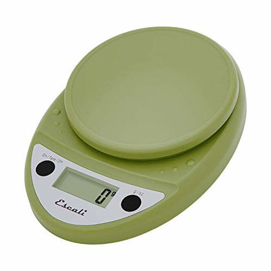 Picture of Escali Primo P115TG Precision Kitchen Food Scale for Baking and Cooking, Lightweight and Durable Design, LCD Digital Display, Tarragon Green, 11 lb capacity