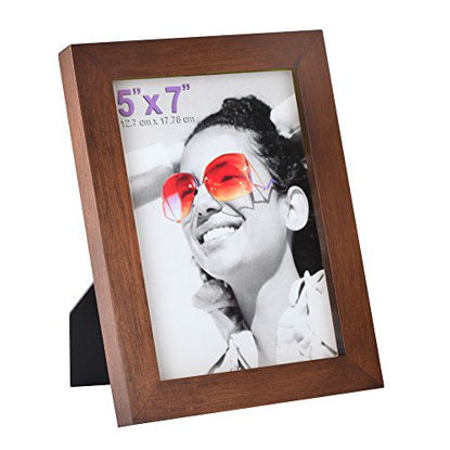 Picture of RPJC 5x7 Picture Frames Made of Solid Wood High Definition Glass for Table Top Display and Wall Mounting Photo Frame Brown