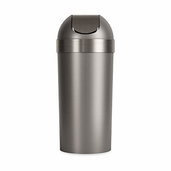 Picture of Umbra Venti Swing-Top 16.5-Gallon Kitchen Trash Large, 35-inch Tall Garbage Can for Indoor, Outdoor or Commercial Use, Pewter