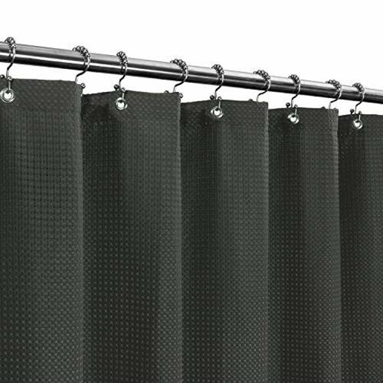 Picture of Waffle Weave Shower Curtain Hotel Luxury Spa, 230 GSM Heavy Duty Fabric & No Blowing, Water Repellent and Machine Washable - Graphite Gray, 71"x72"