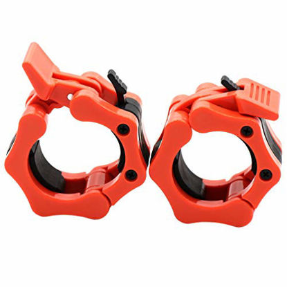 Picture of Greententljs Barbell Clamps Olympic Quick Release Pair of Locking 2" Olympic Cap/Hex Bar, Pro Barbell Lock 2-Inch Grip Plates Collars Workout Clips for Squat Weight Lifting Fitness Training (Orange)