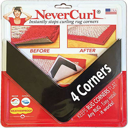 Picture of NeverCurl Best V Shape Design Gripper to Instantly Stops Rug Corner Curling. Safe for Wood Floors. for Indoor & Outdoor Rugs - Not an Anti-Slip pad - Made USA - Patented