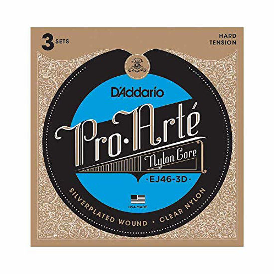 Picture of D'Addario EJ46-3D Pro-Arte Nylon Classical Guitar Strings, Hard Tension, 3 Sets