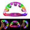 Picture of Light Up Tambourine Musical Flashing Tambourine Handheld Percussion Instrument for Kids and Adults Party Toys 2 Pack  (Four colors are randomly sent)