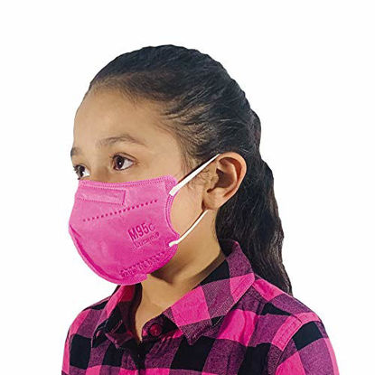 Picture of M95c Disposable 5-Layer Efficiency Protective Kid/Toddler Face Mask Breathable Material and Comfortable Earloop Made in USA 5 Units (Hot Pink)