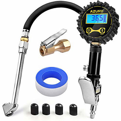 Picture of AZUNO Digital Tire Inflator with Pressure Gauge, 200 PSI, Heavy Duty Air Compressor Accessories, w/Rubber Hose Lock on Air Chuck and Quick Connect Coupler