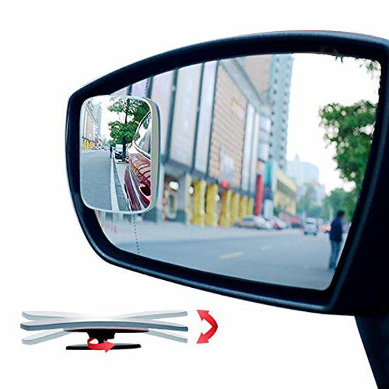 Picture of Ampper Blind Spot Mirror Rectangular, HD Glass Frameless Stick on Adjustabe Convex Wide Angle Rear View Mirror for Car Blind Spot, Pack of 4