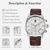 Picture of BENYAR Chronograph Waterproof Watches Business and Sport Design Brown Leather Band Strap Wrist Watch for Men (L Silver White B)