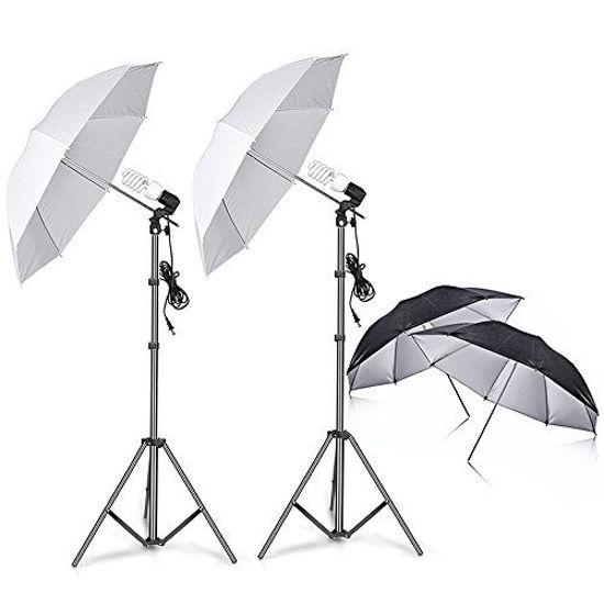 Picture of Slow Dolphin Photography Umbrella Lighting Kit,400W 5500K Daylight Photo Portrait Continuous Reflector Lights for Camera Video Studio Shooting White/Black Umbrella