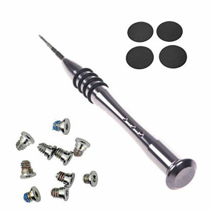 Picture of Whizzotech Repair Replacement Screws for Unibody MacBook Pro Retina 15" A1398 13 A1502 A1425 Bottom Case Set (A1398 Screw + Screwdriver + Rubber fee)