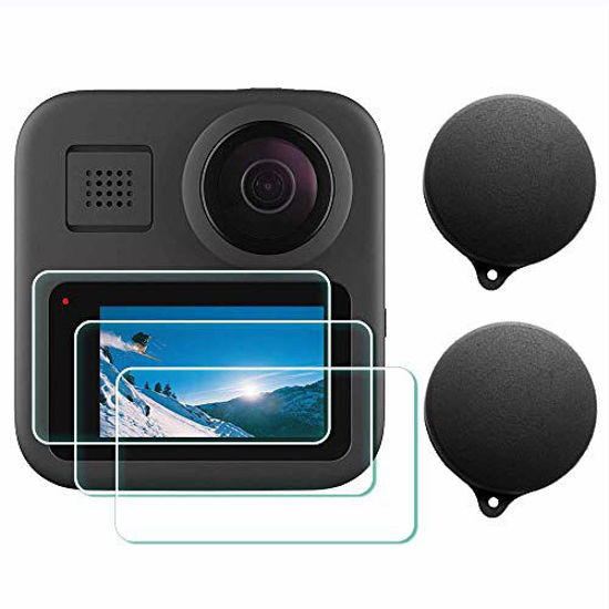 Getuscart Ulbter Gopro Max Screen Protector For Gopro Max Waterproof 360 Camera Lens Cap Cover 0 3mm 9h Hardness Tempered Glass Protector Anti Scrach Anti Fingerprint Anti Bubble 2 3 Pack