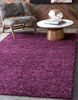 Picture of Unique Loom Solo Solid Shag Collection Modern Plush Eggplant Purple Area Rug (8' 0 x 10' 0)