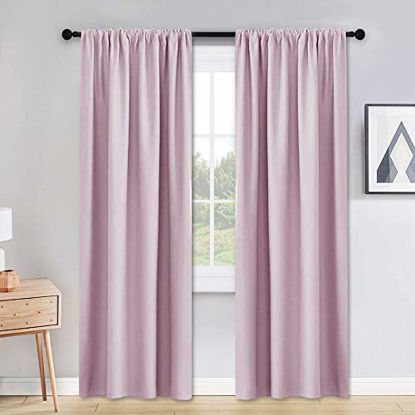 Picture of PONY DANCE Decoration Window Curtains - 42 x 90 inch Light Pink Thermal Curtain Drapes with Rod Pocket Top Insulated Light Block Blinds Elegant for Baby Girls Living Room, One Pair