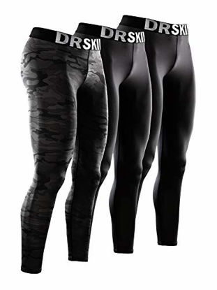 Picture of DRSKIN 3 Pack Mens Compression Pants Tights Leggings Sports Baselayer Running Workout Active Yoga Cool Dry (Classic (B01 2P+MBB02 1P), 2XL)