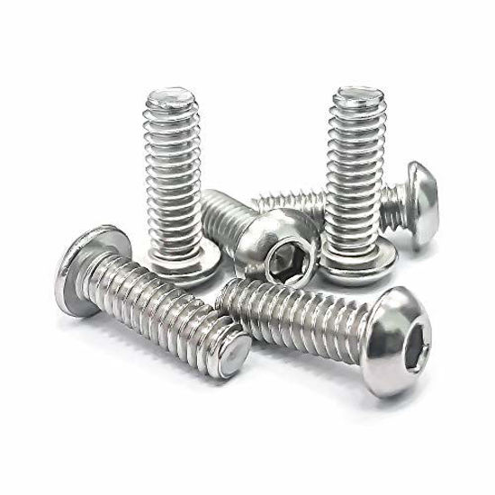 Picture of 1/4-20 x 5/8" Button Head Socket Cap Bolts Screws, 304 Stainless Steel 18-8, Allen Hex Drive, Bright Finish, Fully Machine Thread, 25 pcs by Eastlo Fastener